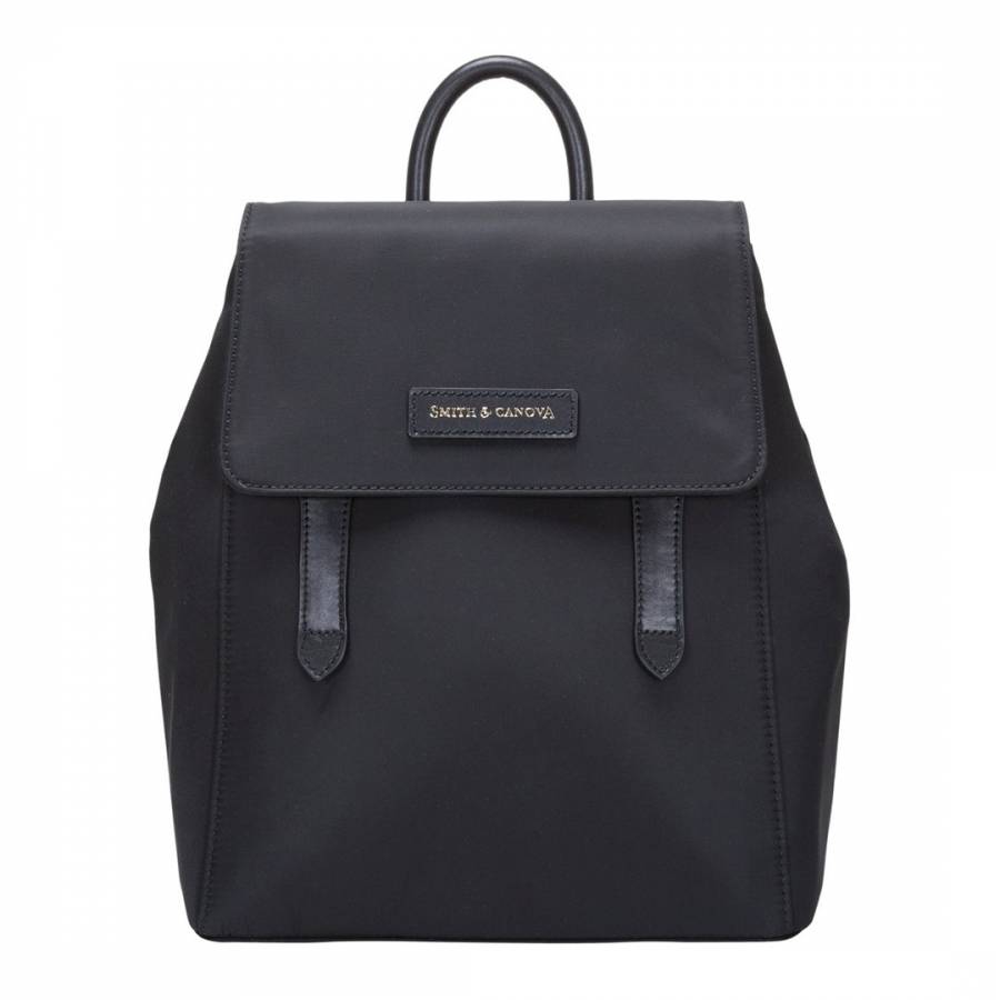 Black Nylon Structured Backpack - BrandAlley
