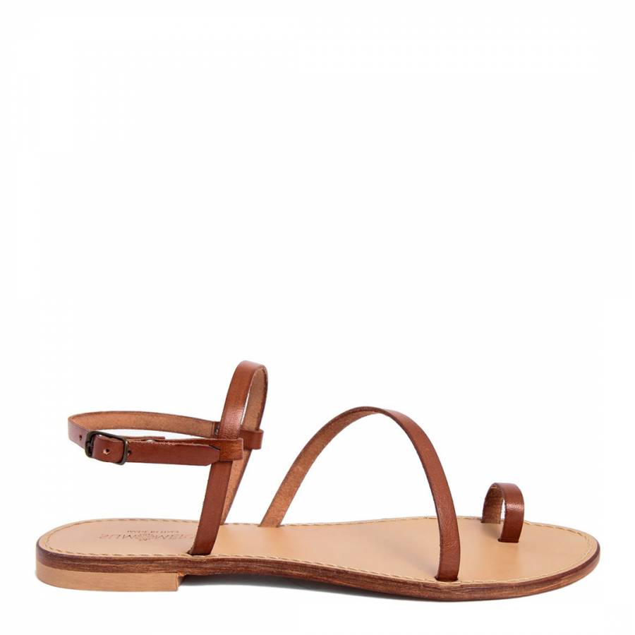 Tan Leather Toe Loop Sandals - BrandAlley