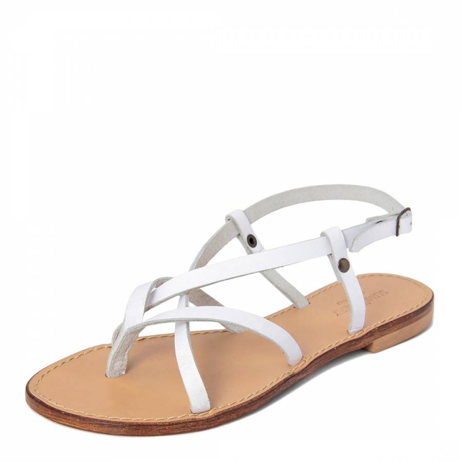 White Leather Strappy Sandals - BrandAlley