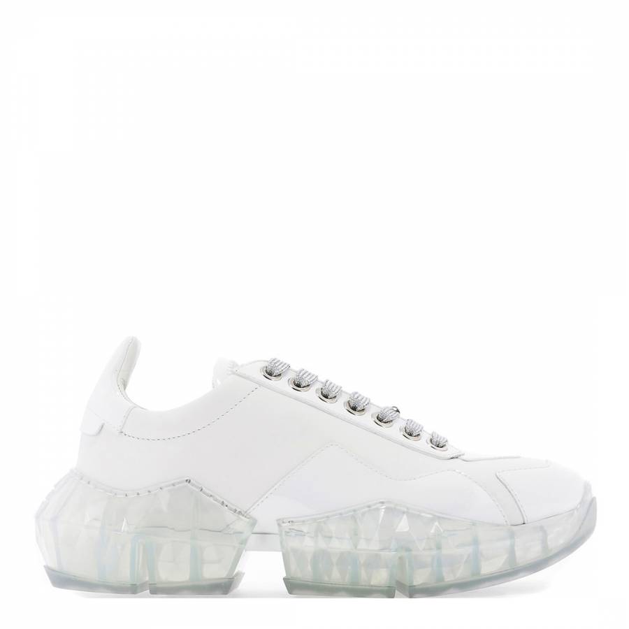 White Patent Leather Diamond/F Trainers - BrandAlley