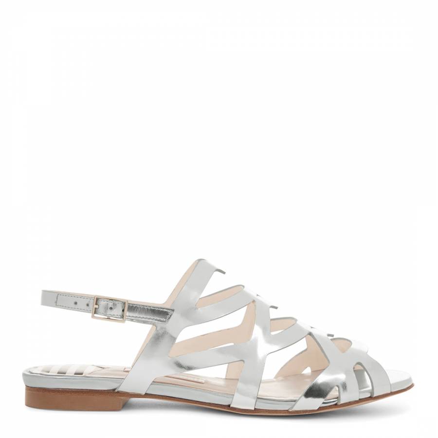 silver leather flat sandals
