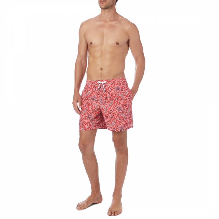 Red Paisley Print Swim Shorts - BrandAlley