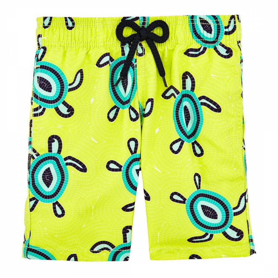 Boy's Chartreuse Mosaic Turtle Swim Shorts - BrandAlley