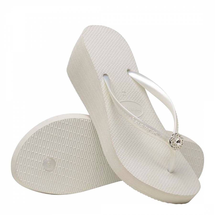 White And Silver High Fashion Poem Wedge Flip Flops Brandalley