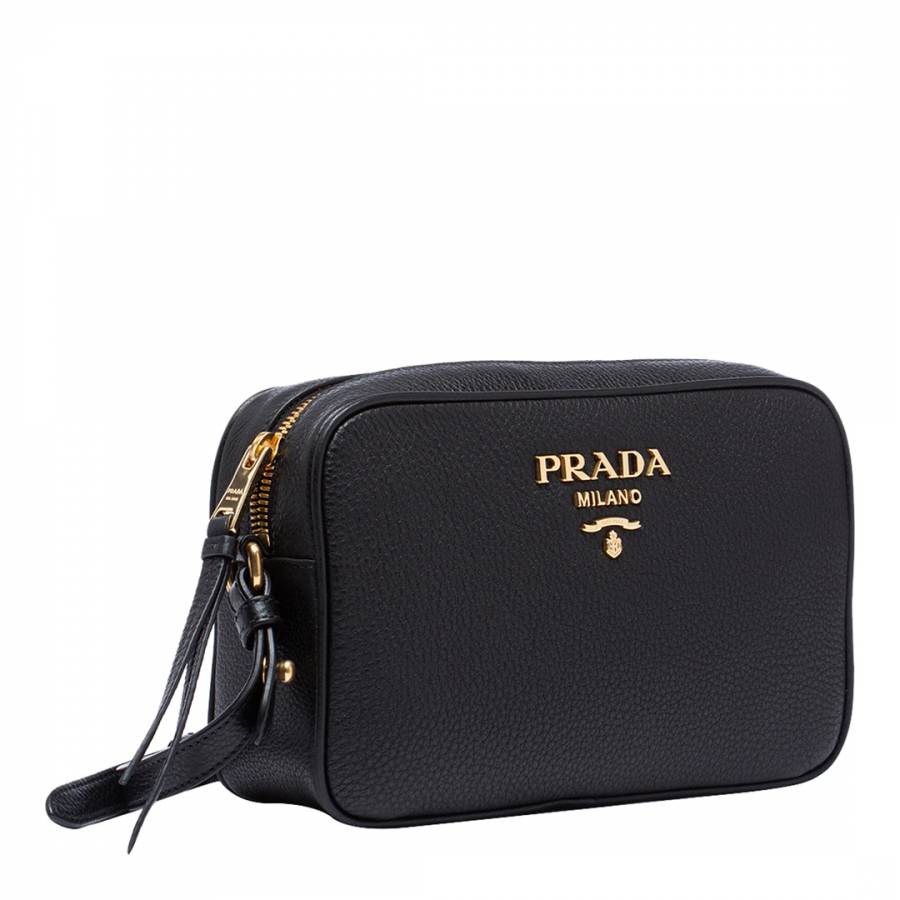 Black Prada Leather Crossbody Bag - BrandAlley