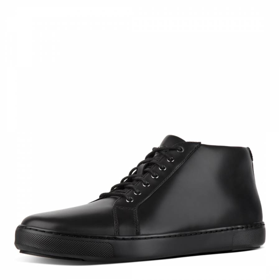 Black Andor Tumbled Leather Sneakers - BrandAlley
