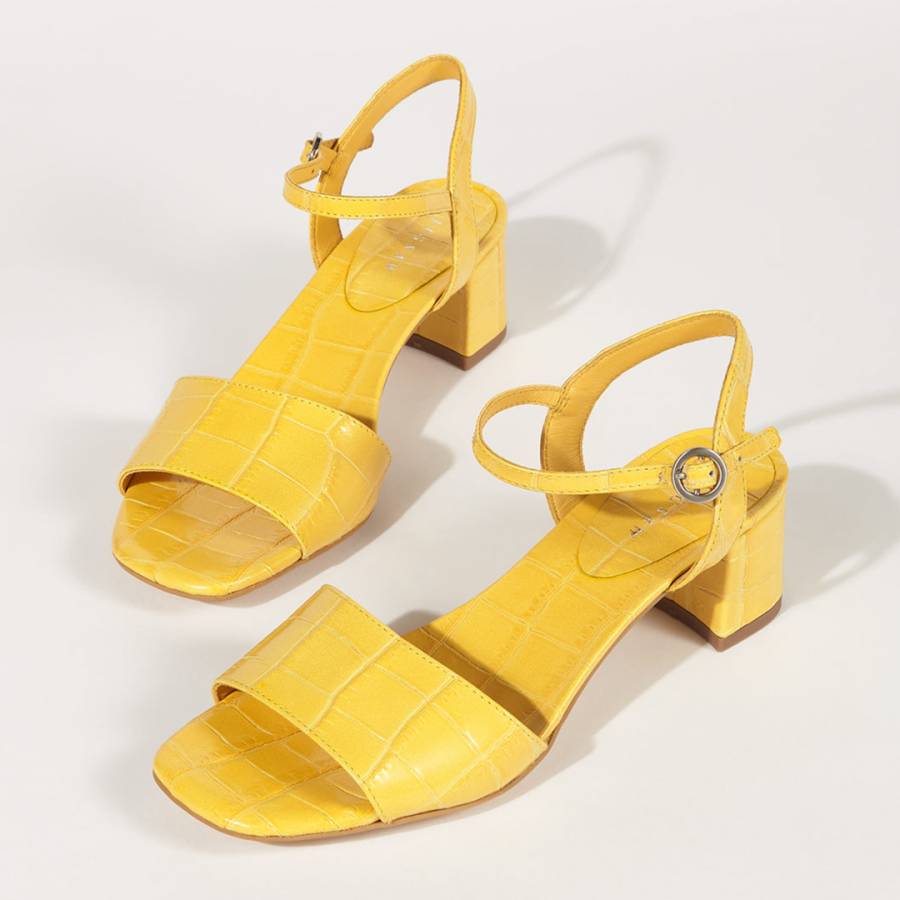 Yellow Luella Croc Heeled Sandals - BrandAlley