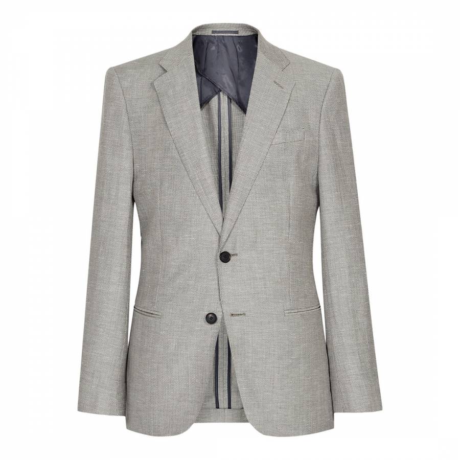 Soft Grey Lift Tailored Wool Blend Suit Jacket - BrandAlley
