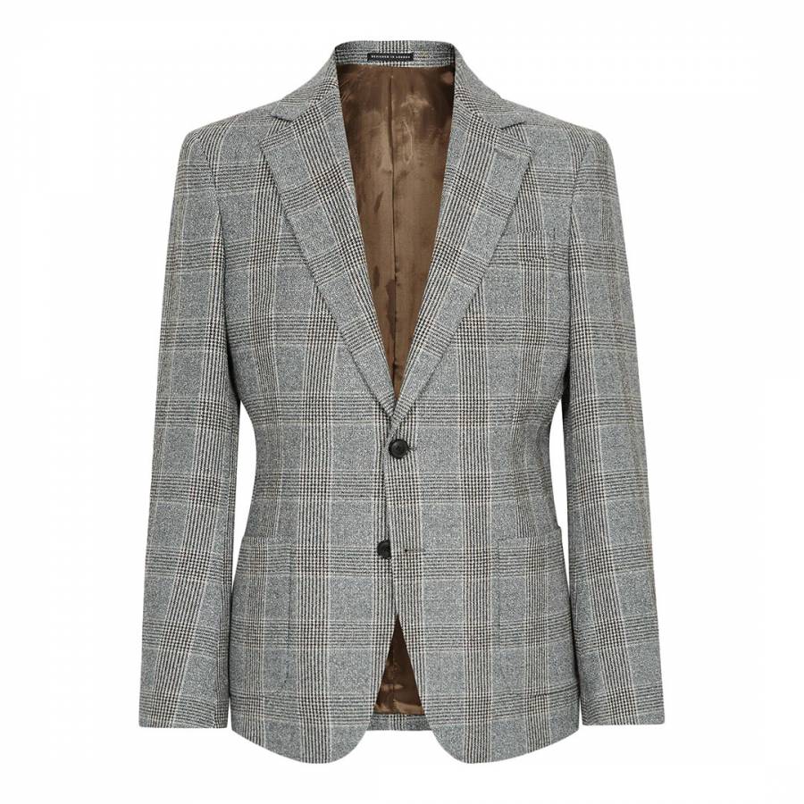 Grey Cob Textured Slim Suit Jacket - BrandAlley