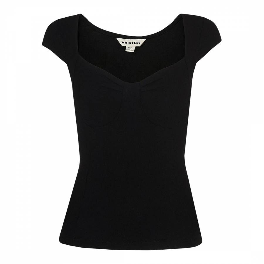 Black Fitted Corset Top - BrandAlley