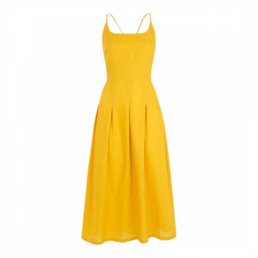 Yellow Strappy Duffy Linen Dress - BrandAlley