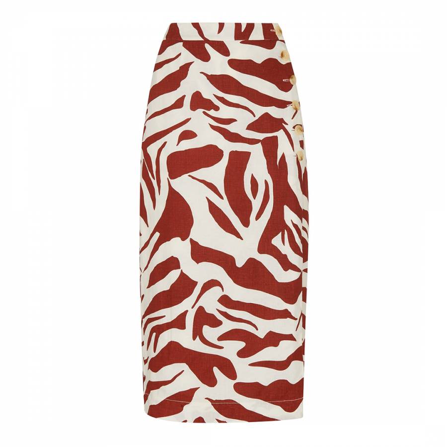 Multi Zebra Print Linen Skirt - BrandAlley
