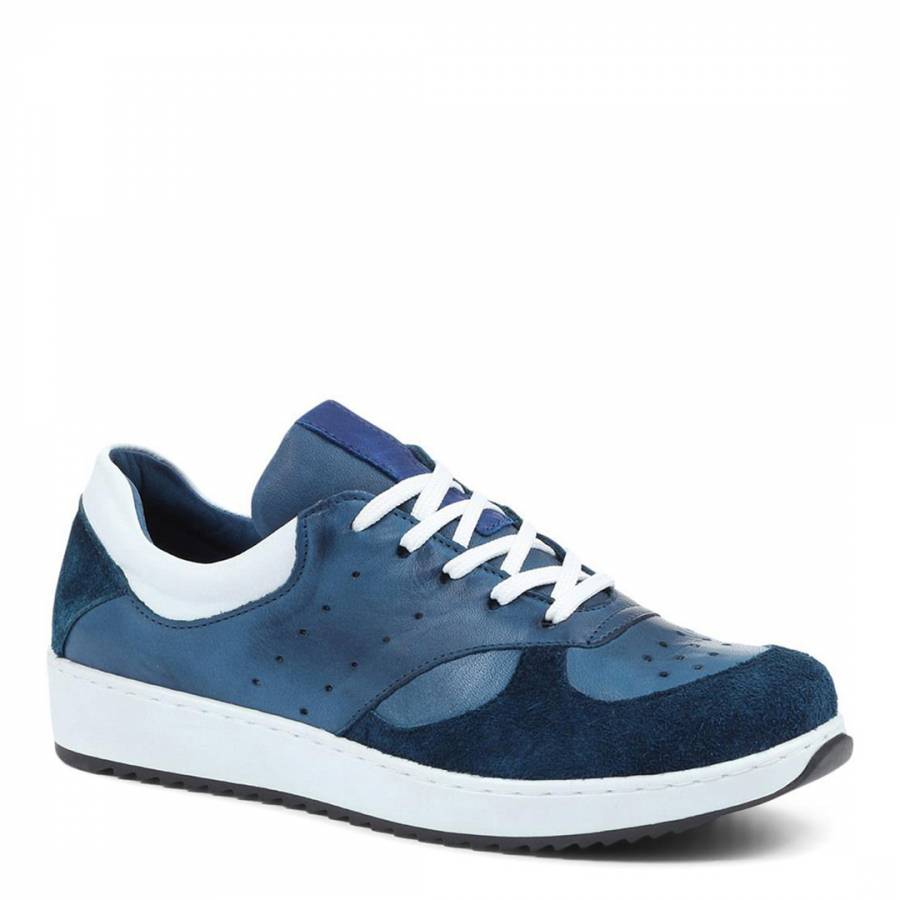 Navy Nelly Leather Sneakers - BrandAlley