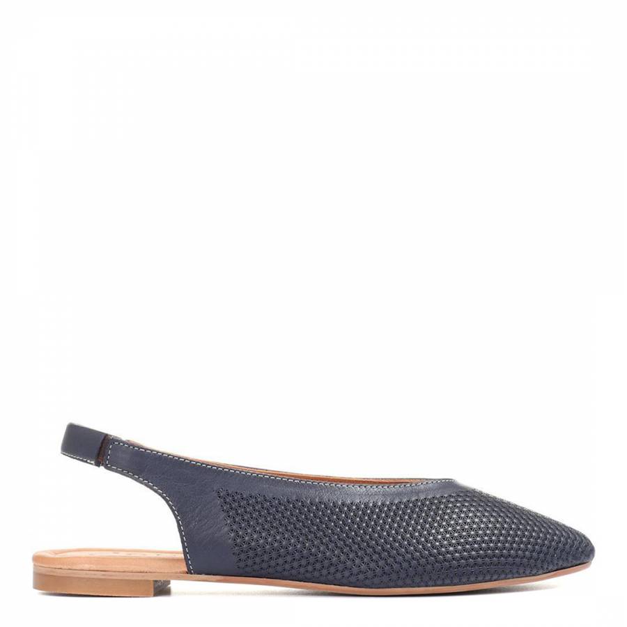navy leather flat shoes