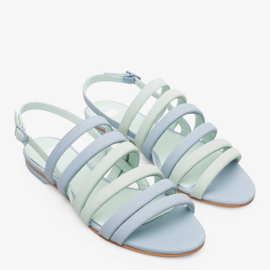 Pastel Blue & Green TWS Slingback Strappy Sandals - BrandAlley