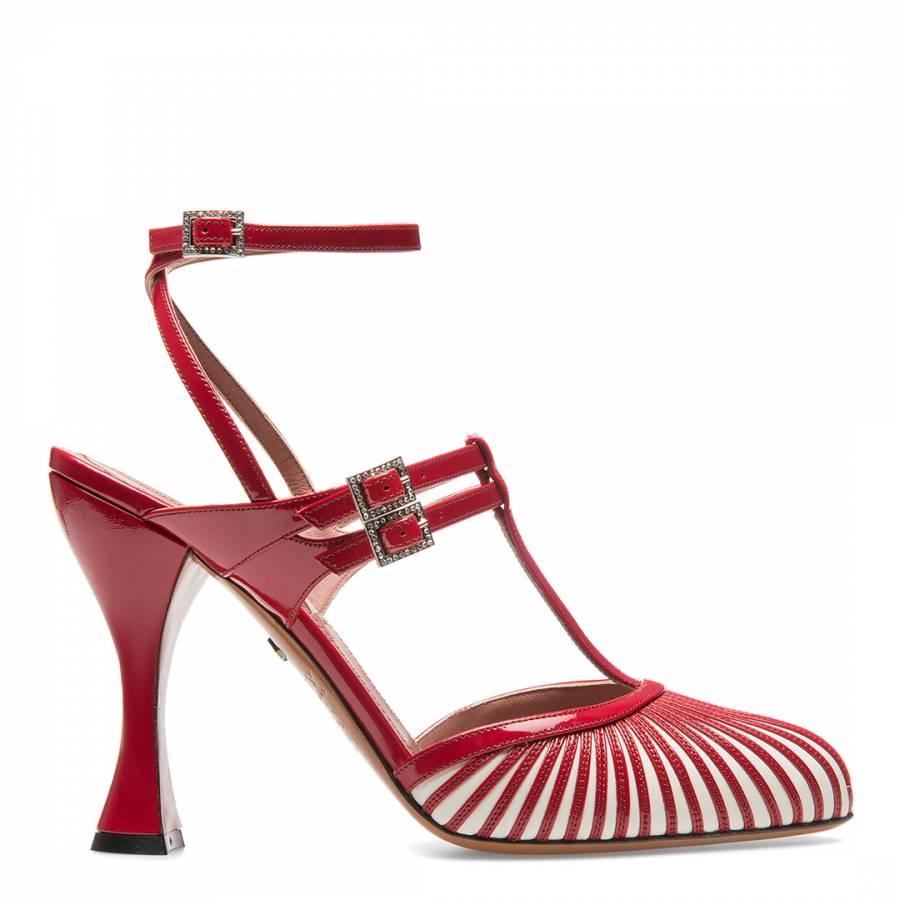 Red/White Leather Georgette Heeled Pump - BrandAlley