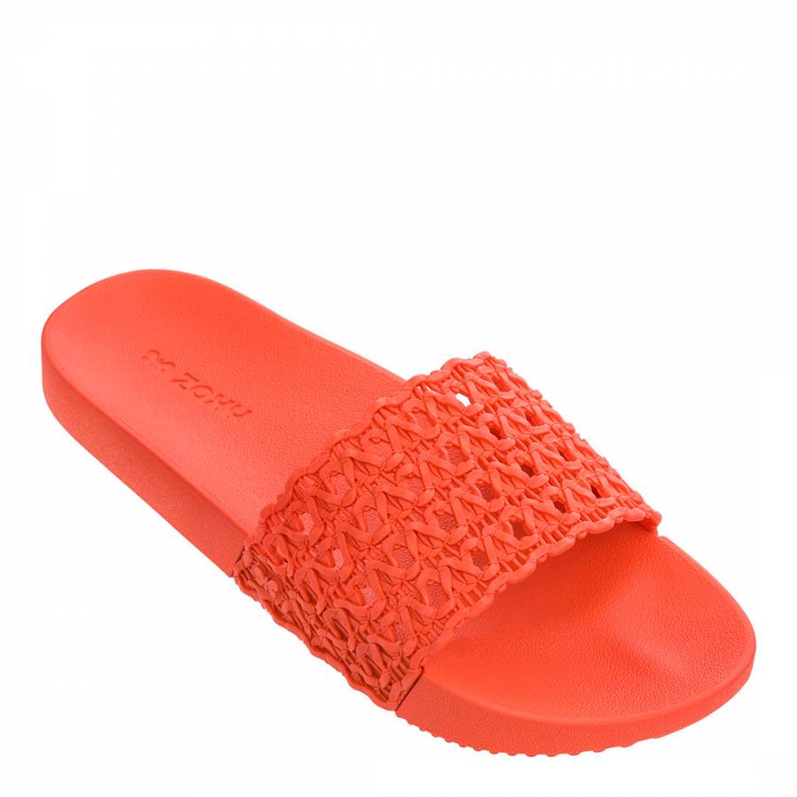 Zaxy Snap Mesh Slide Sandals Orange 