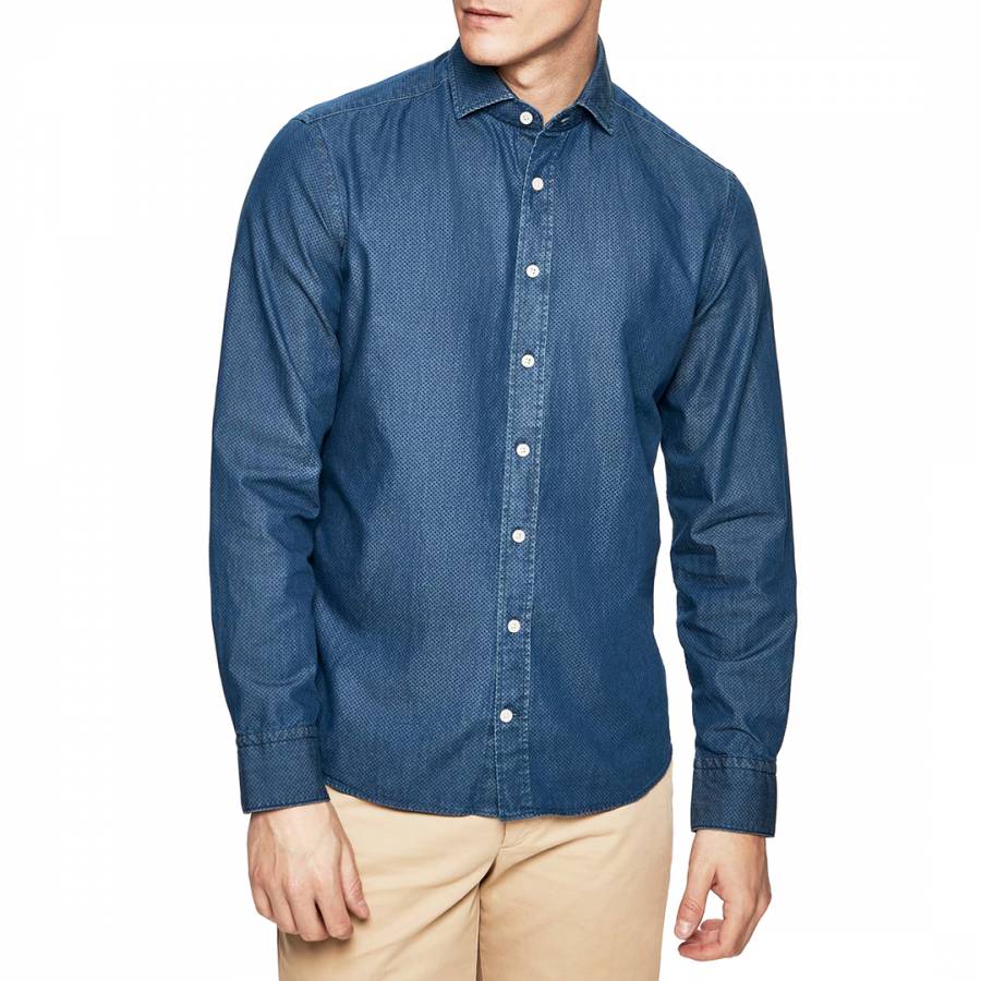 Denim Textured Cotton Shirt - BrandAlley
