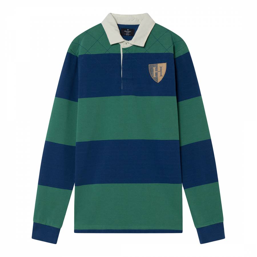 Green Stripe Quilt Slim Rugby Shirt - BrandAlley