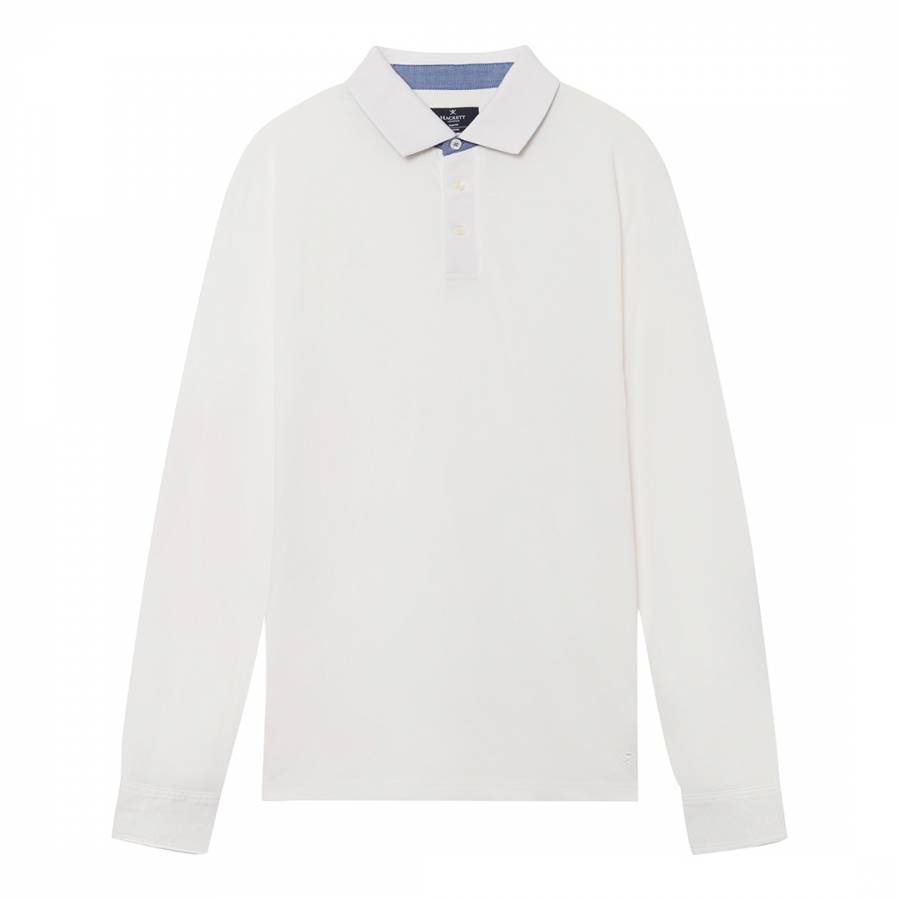 Ecru Paisley Long Sleeve Slim Polo Shirt - BrandAlley