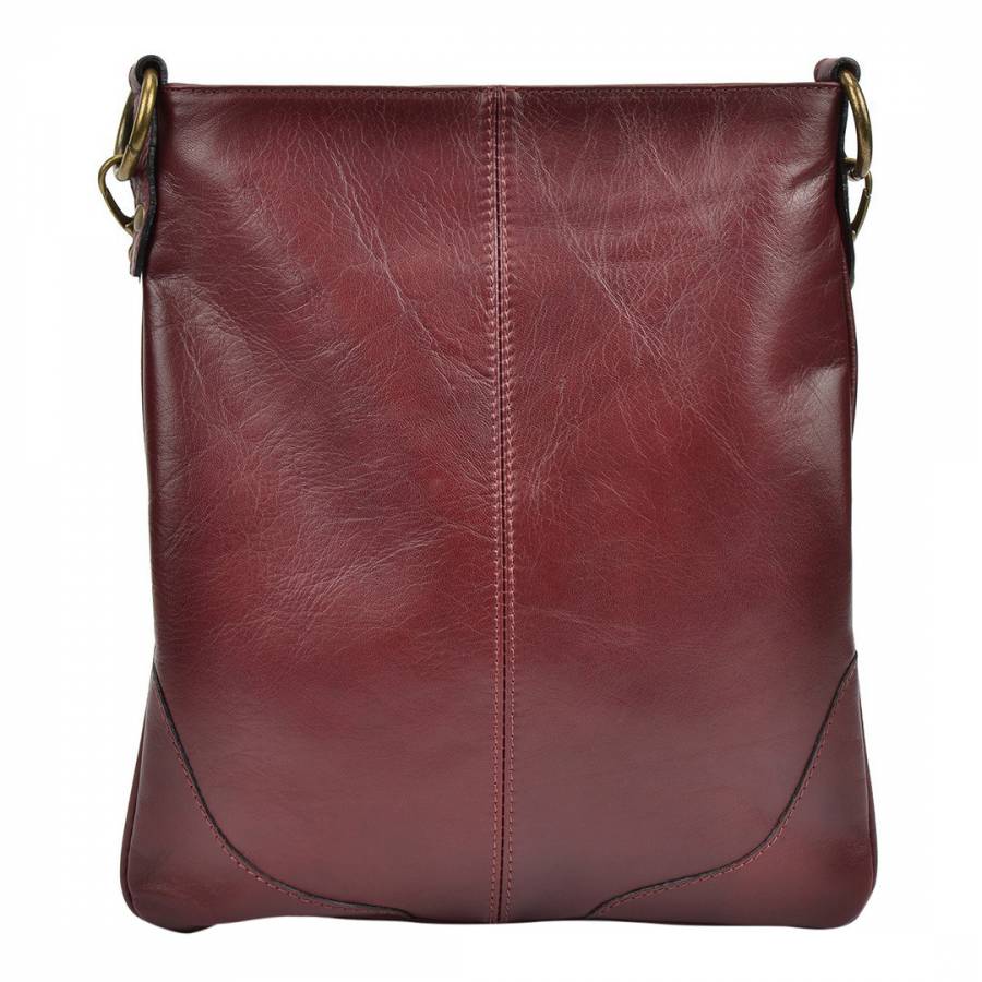 Burgundy Leather Crossbody Bag - BrandAlley