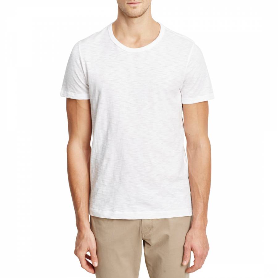 White Slub Cotton T-Shirt - BrandAlley