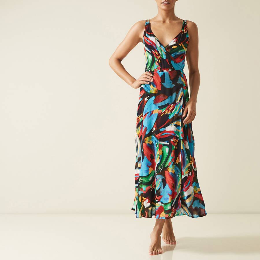Black Leona Painterly Print Maxi Dress - BrandAlley