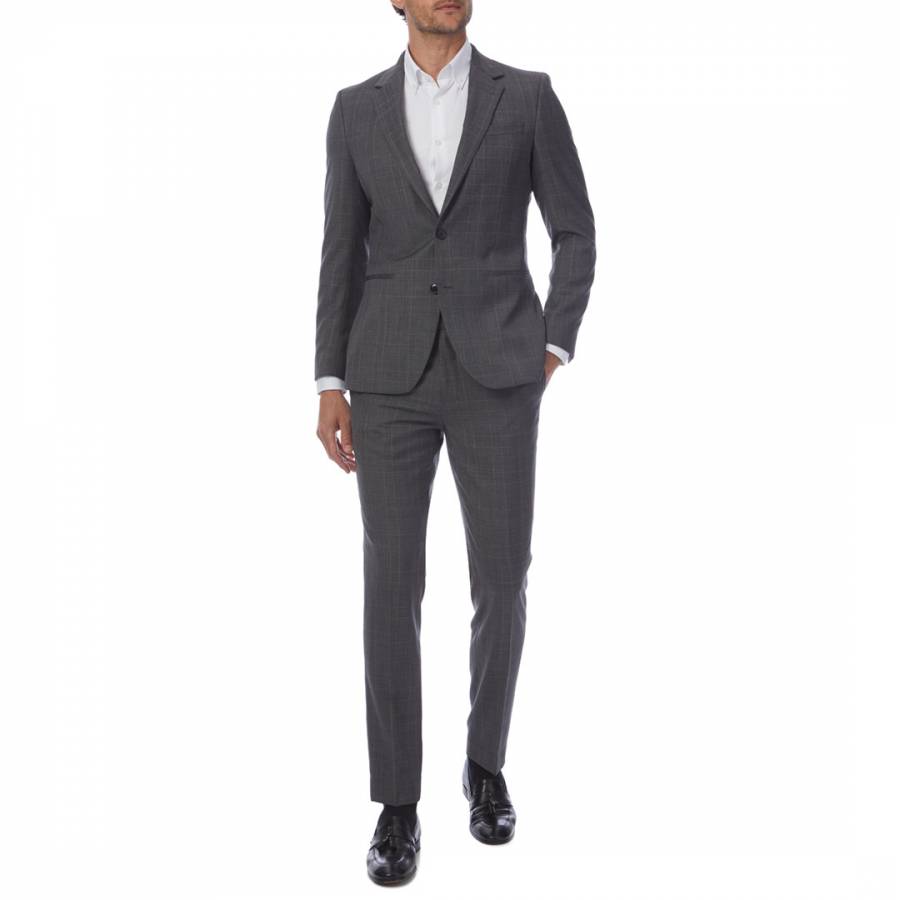 Grey Ravenna Check Slim Suit Trousers - BrandAlley