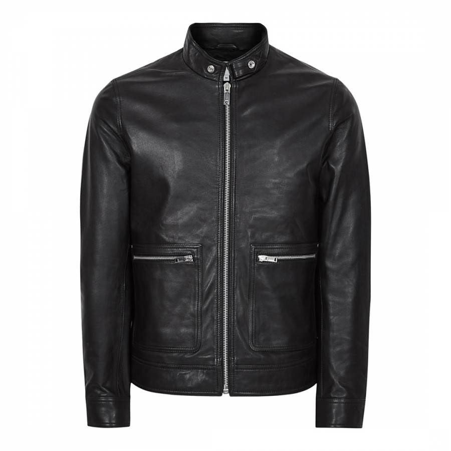 Black Martel Leather Jacket - BrandAlley