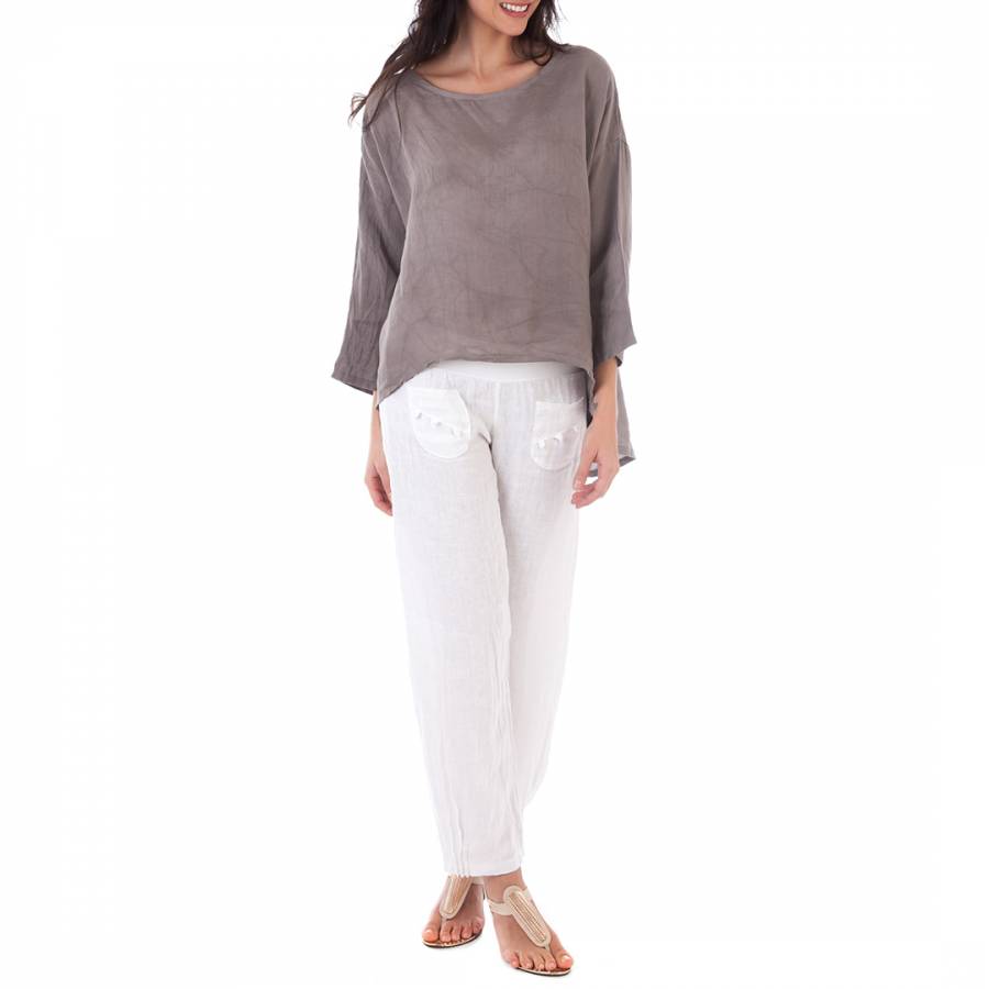 Taupe Linen Blouse - BrandAlley