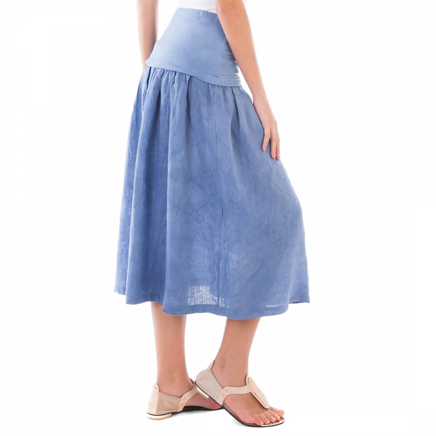 Blue Midi Linen Skirt - BrandAlley