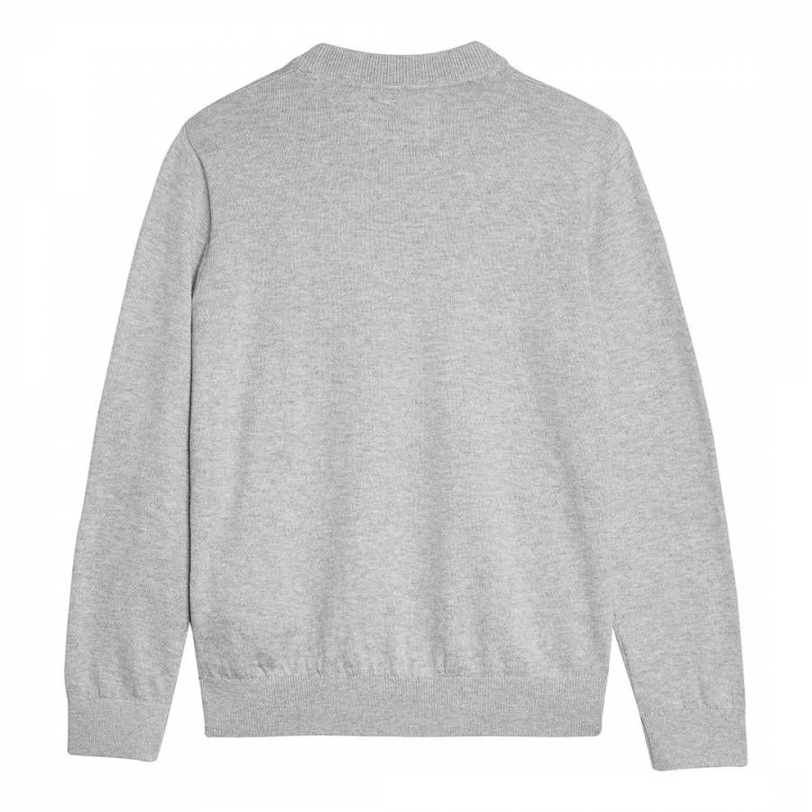 Boy's Light Grey Heather Graphic Sweater - BrandAlley