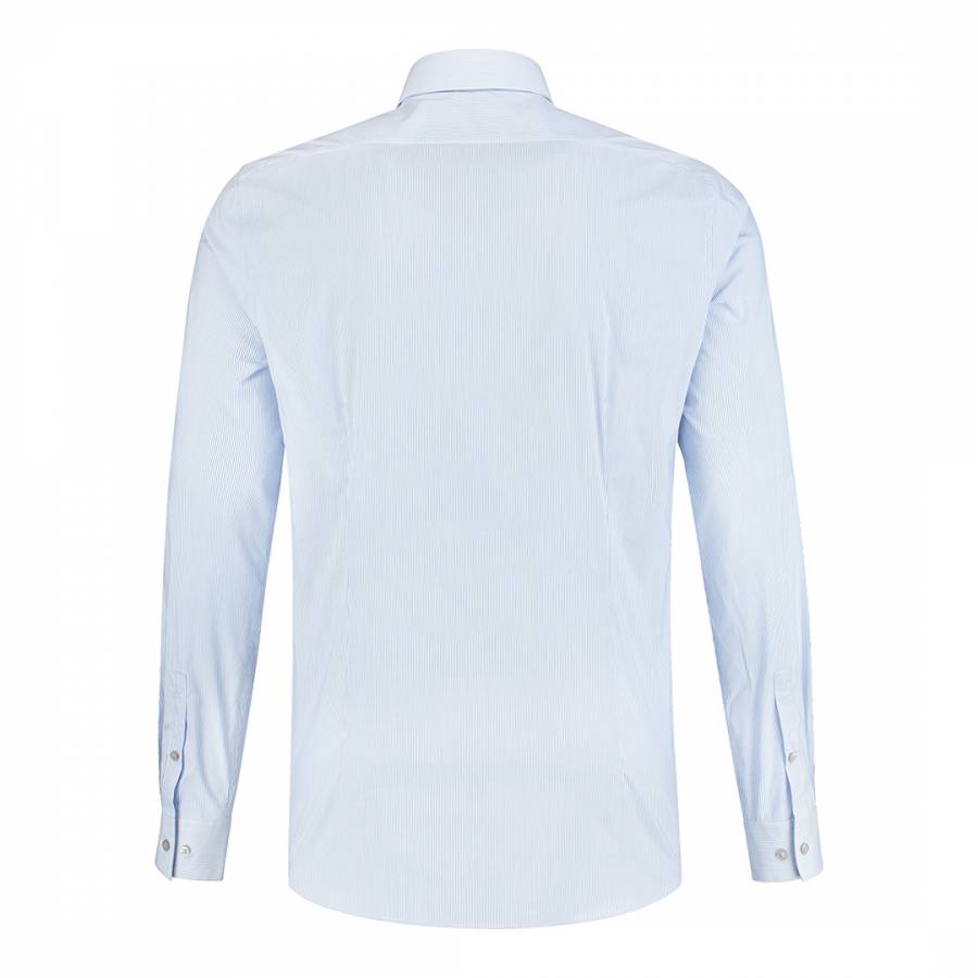 Light Blue Pinstripe Stretch Slim Shirt - BrandAlley