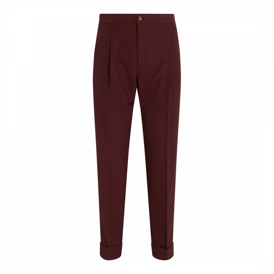 Deep Red Tapered Trousers - BrandAlley
