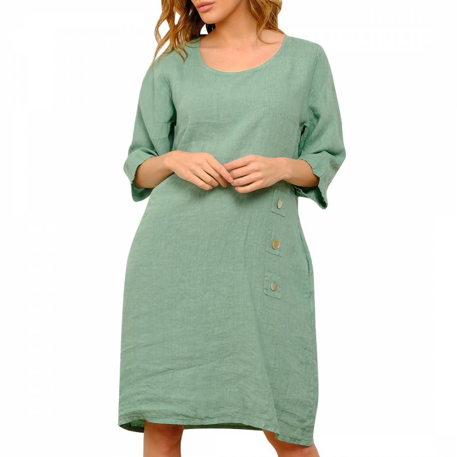Green Linen Summer Dress - BrandAlley