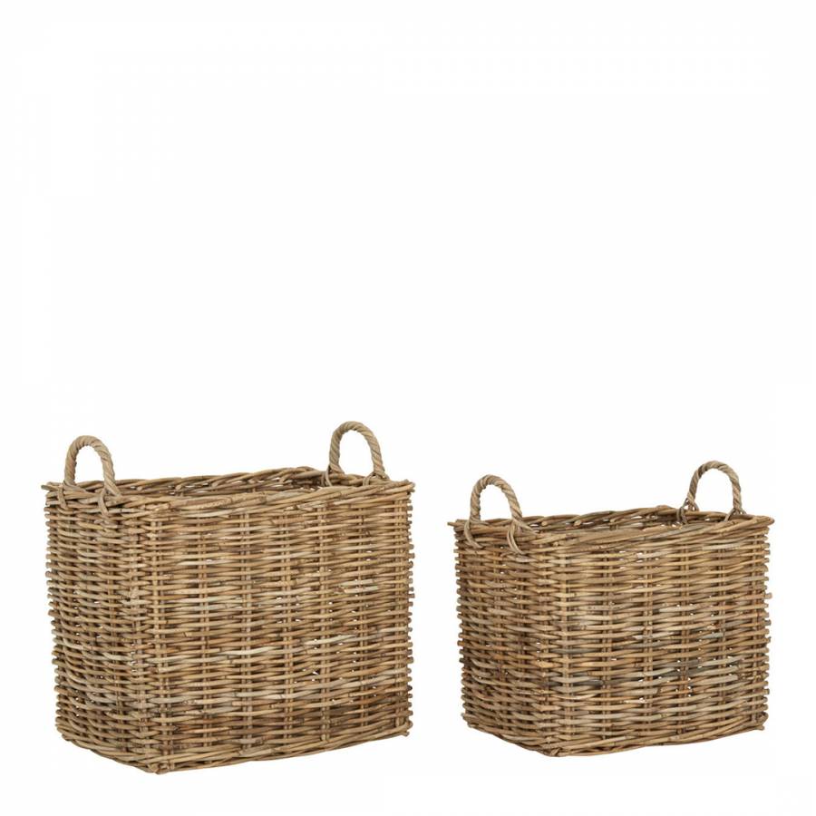 Set of 2 Argento Storage Baskets, Grey Kubu Rattan - BrandAlley