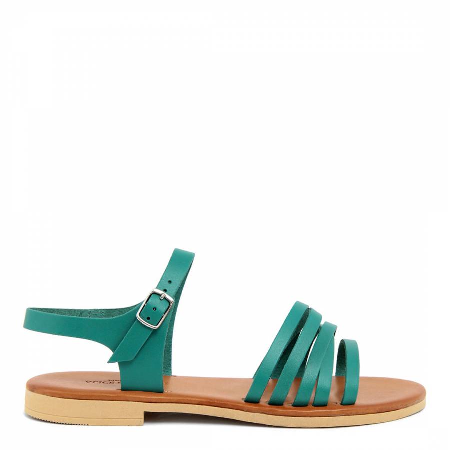 Turquoise Ankle Strap Leather Sandals - BrandAlley
