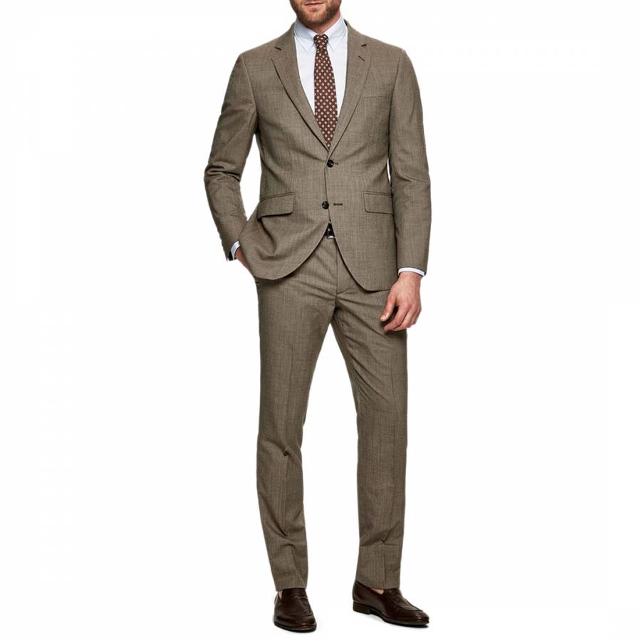 Brown Puppytooth Mayfair Lightweight Wool Suit - BrandAlley