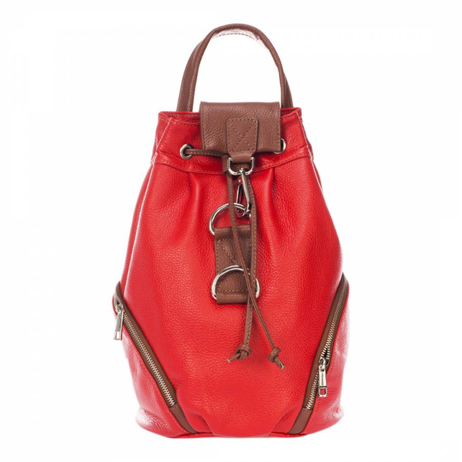 Red Leather Backpack - BrandAlley