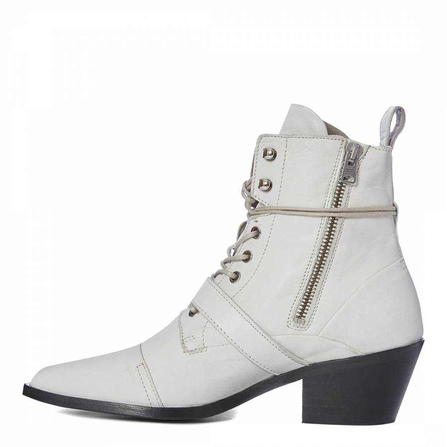 White Leather Katy Ankle Boots - BrandAlley