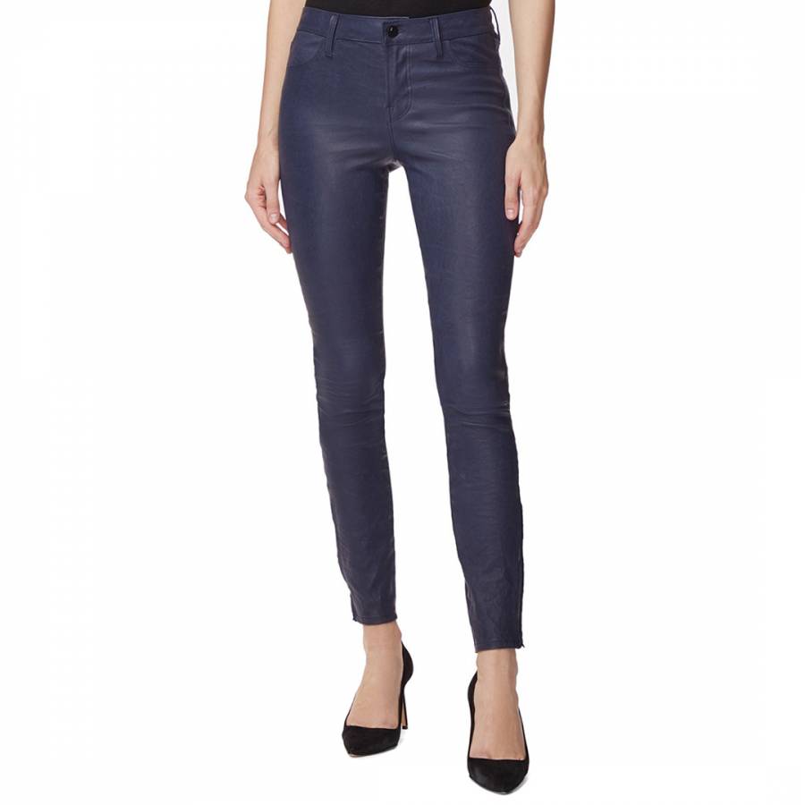 navy leather trousers