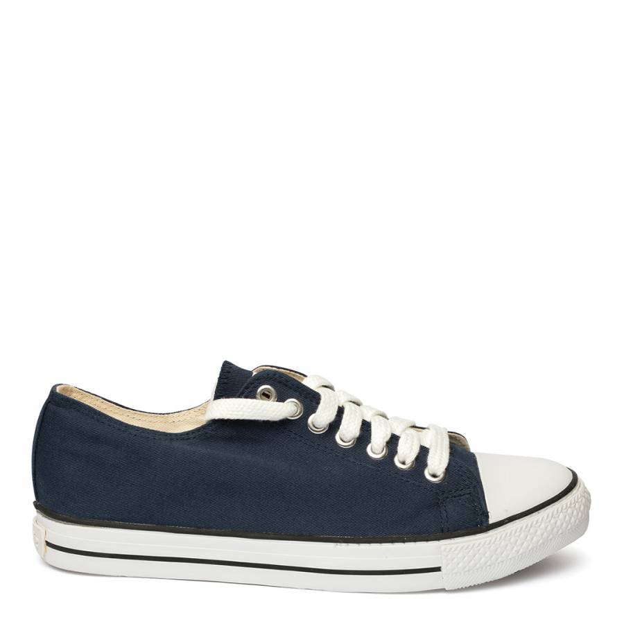 Navy White Sole Eth Low Top Trainers - BrandAlley