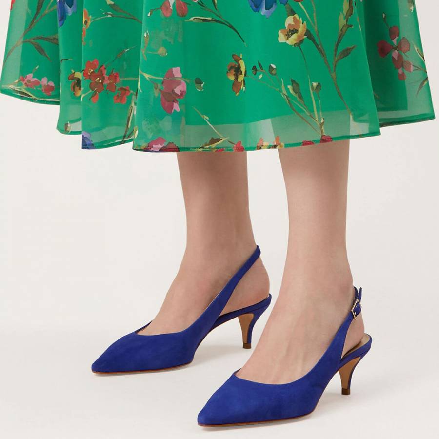 Iris Blue Annie Slingback Heeled Shoes - BrandAlley