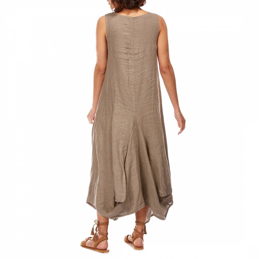 Taupe Relaxed Linen Dress - BrandAlley