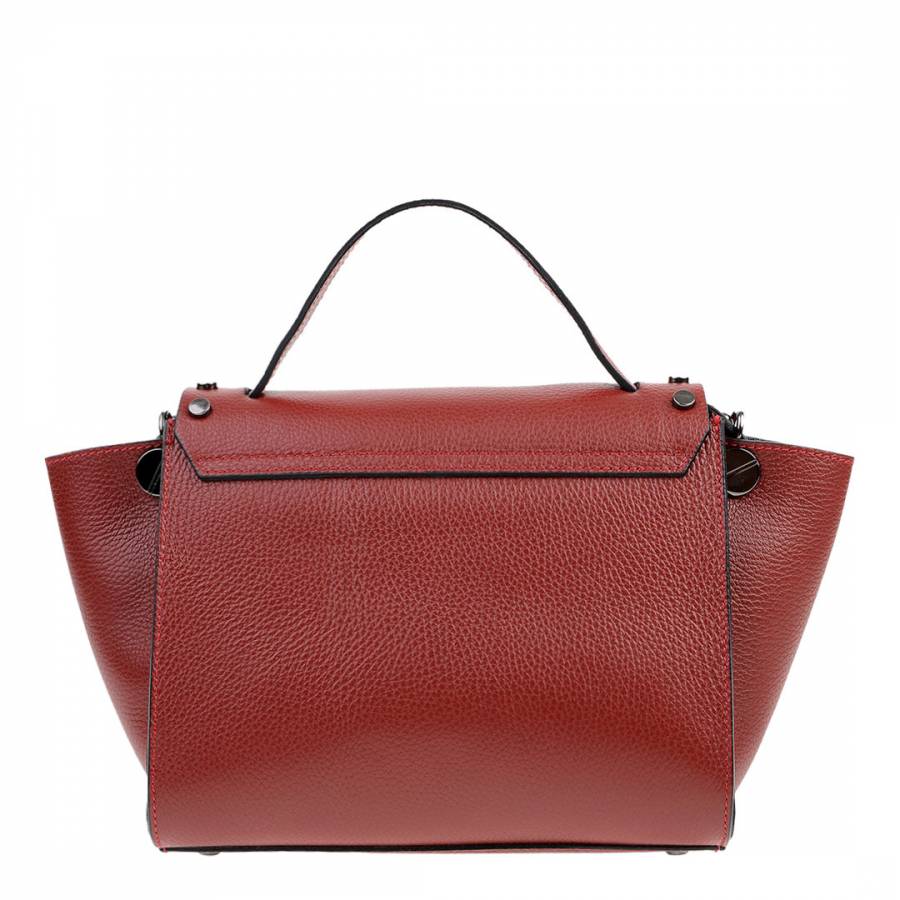Burgundy Leather Top Handle Bag - BrandAlley