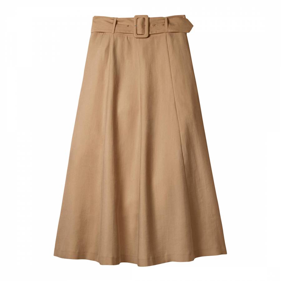 Brown Poste Belted Midi Skirt - BrandAlley