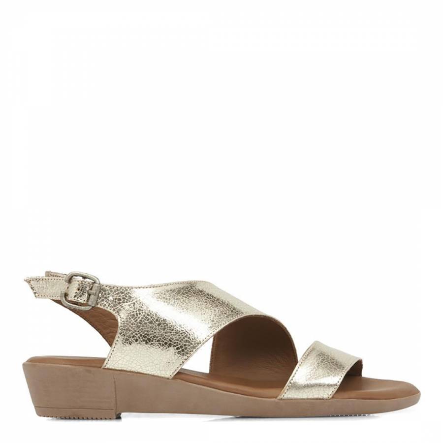 Gold Casual Leather Sandals - BrandAlley