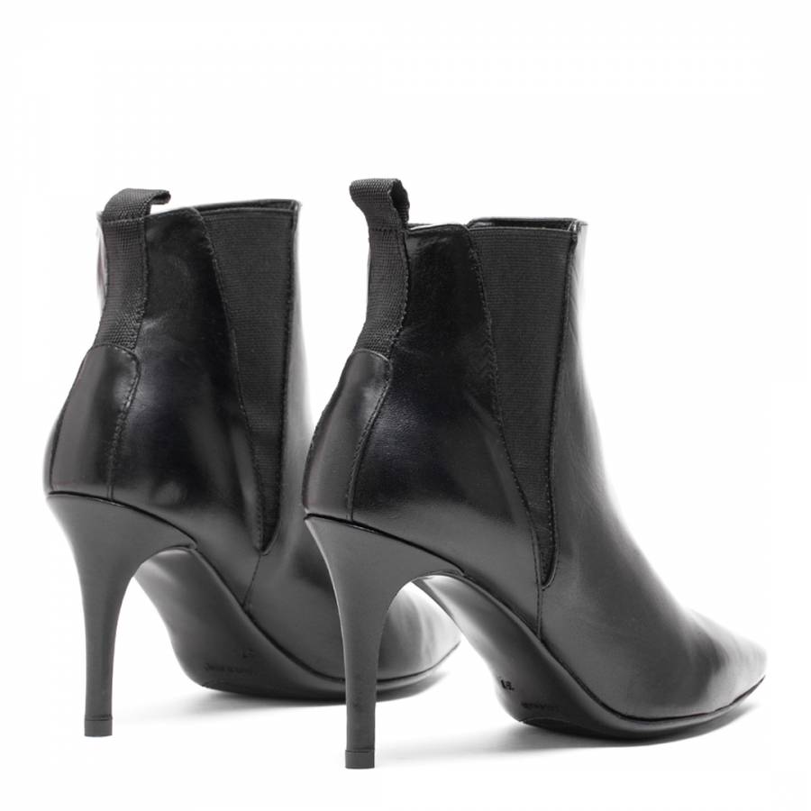 Black Leather Asun High Heel Chelsea Boot - BrandAlley
