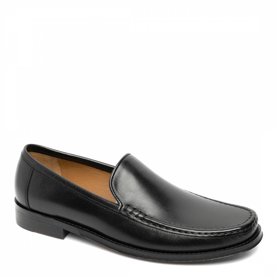 Black Plain Leather Moc Loafers - BrandAlley
