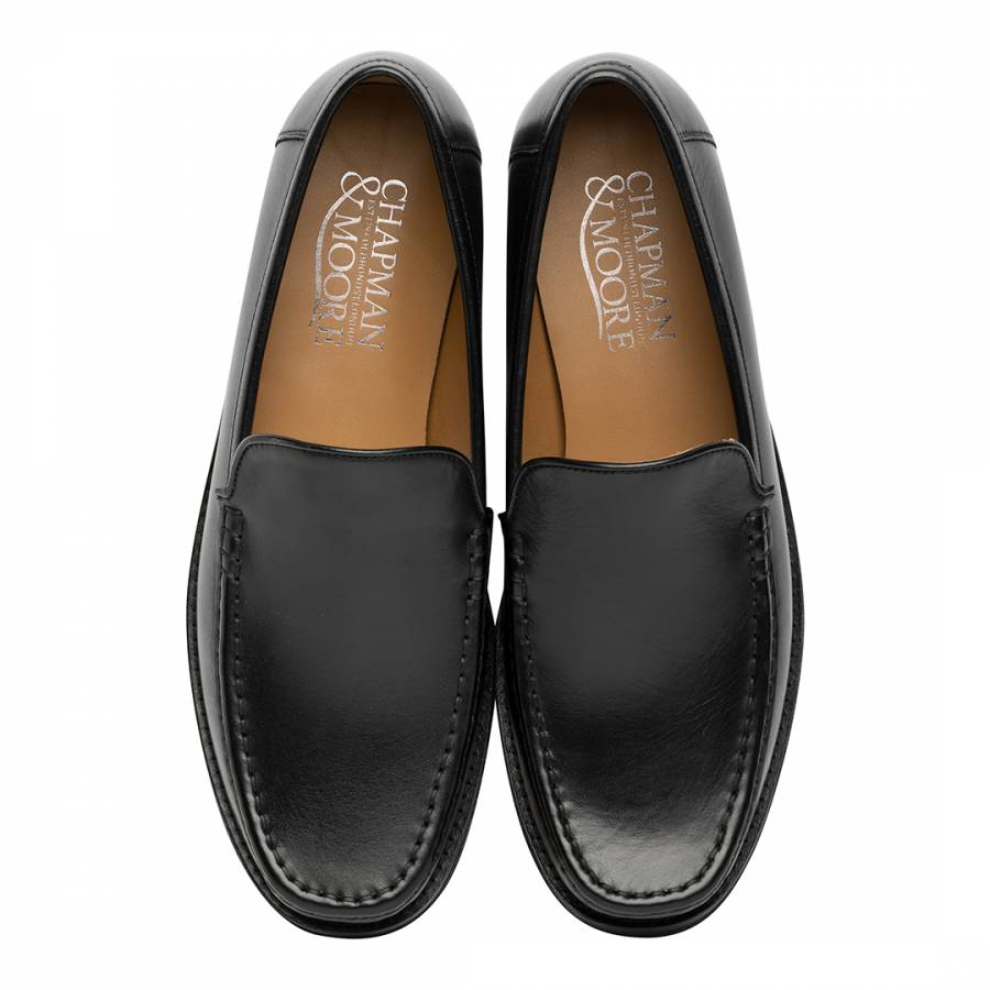 Black Plain Leather Moc Loafers - BrandAlley